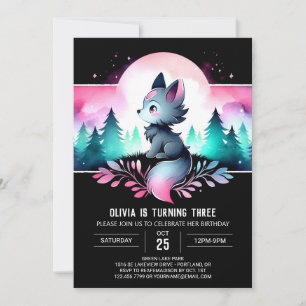 Dreamy Jungle Wolf Birthday Einladung
