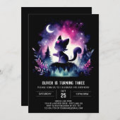 Dreamy Kids Cat Birthday Einladung (Vorne/Hinten)