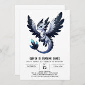 Dreamy Kids Dragon Birthday Einladung (Vorne/Hinten)