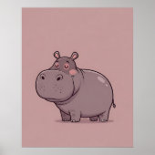 Dreamy Kinderzimmer Minimalistisch Hippo Poster (Vorne)