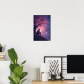 Dreamy Knight Under Cherry Blossoms Poster (Heimbüro)
