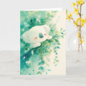 Dreamy Koala unter den Smaragdgrünen Blätter Karte (Gelbe Blume)