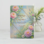 Dreamy Lakeside Garden Wedding Einladung (Stehend Vorderseite)