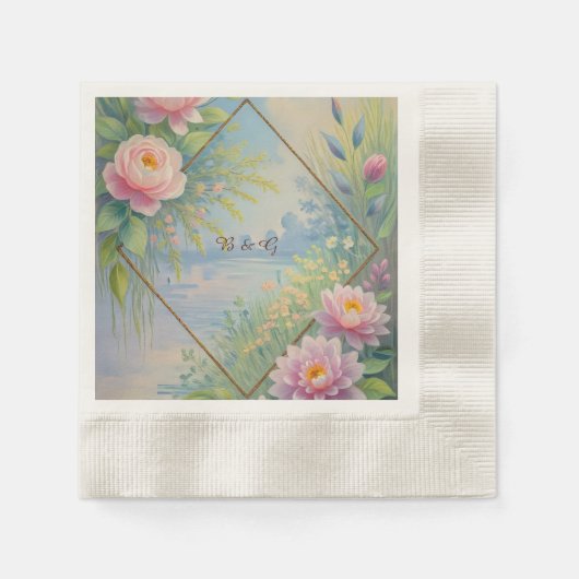 Dreamy Lakeside Garden Wedding Serviette (Vorderseite)