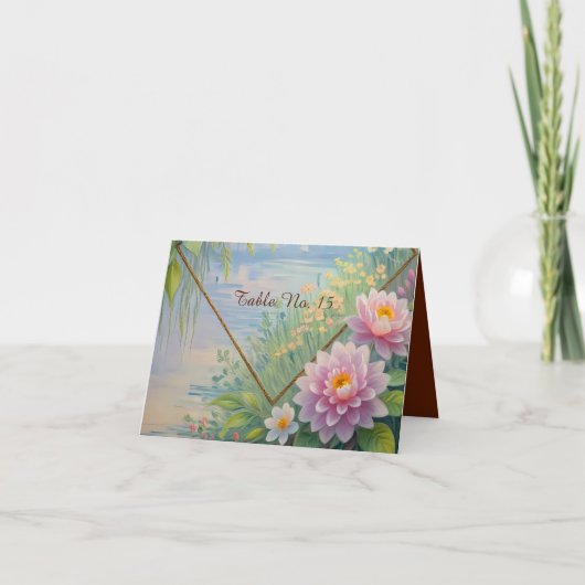Dreamy Lakeside Garden Wedding Tischnummer (Vorderseite)