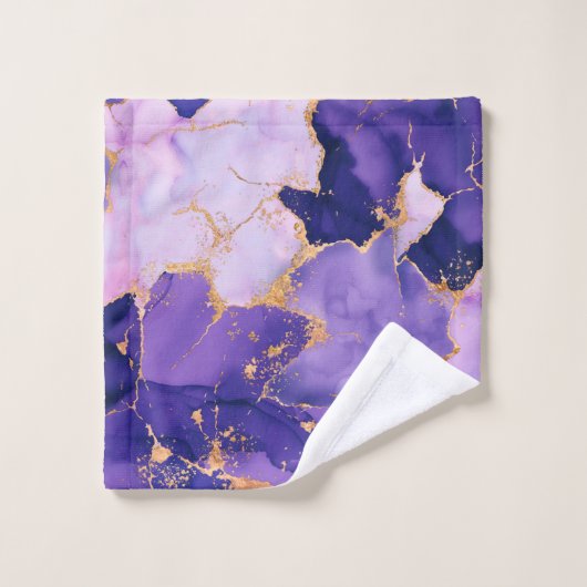 Dreamy Lavender Alkohol Tinten und Gold Badhandtuch Set (Waschlappen)