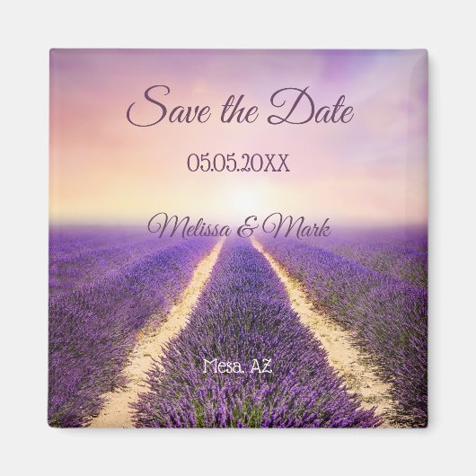 Dreamy Lavender Feld Speichern Sie das Datumsfenst Magnet (Vorne)