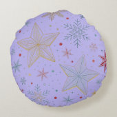 "Dreamy Lavender Star Pattern Round Pillow Rundes Kissen (Rückseite)