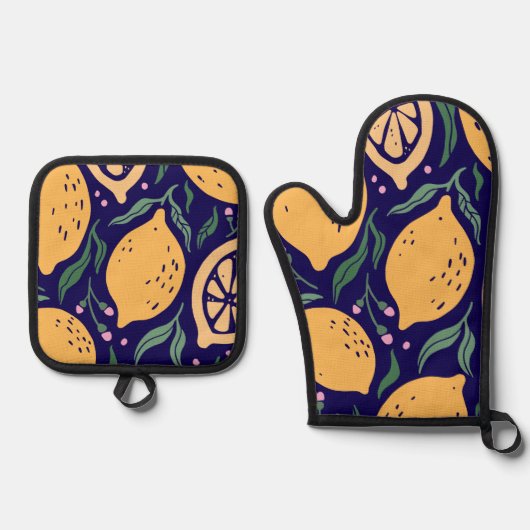 Dreamy Lemons Ofenhandschuh & Topflappen-Set (Vorderseite)