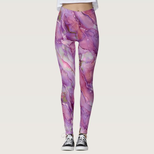 Dreamy Lila Marble Leggings (Vorderseite)