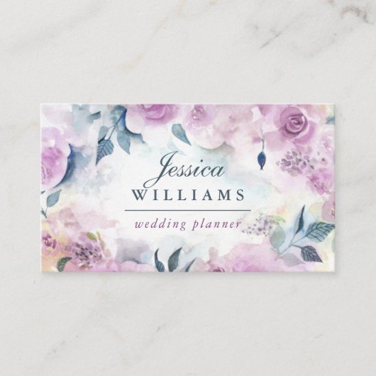 Dreamy Lila Rose florale Visitenkarte (Vorderseite)