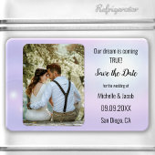 Dreamy Lilac Blue Lights Foto Save the Date Magnet