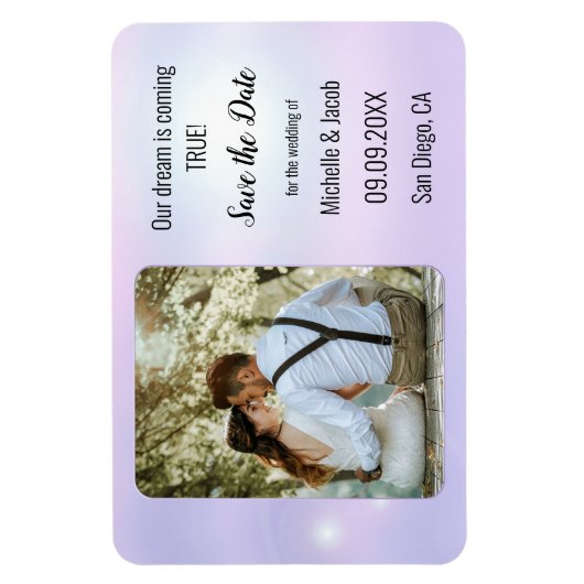 Dreamy Lilac Blue Lights Foto Save the Date Magnet (Vertikal)