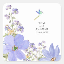 Dreamy Lilac Wedding Quadratischer Aufkleber