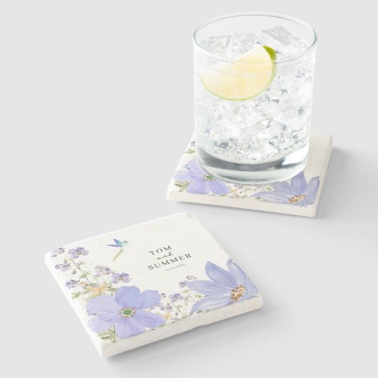 Dreamy Lilac Wedding Steinuntersetzer (Seitenansicht)