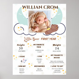 Dreamy Little Bear 1 Jahr Geburtstag Meilenstein Poster