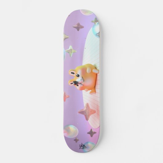 Dreamy little bear, bubbles, and stars- yoga mat skateboard (Vorderseite)