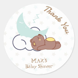 Dreamy Little Bear Cloud Baby Dusche Vielen Dank Runder Aufkleber