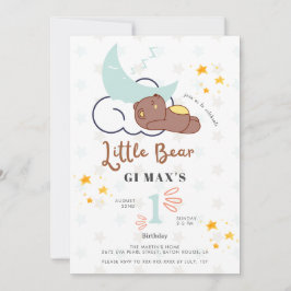 Dreamy Little Bear Cloud & Star Baby 1. Geburtstag Einladung