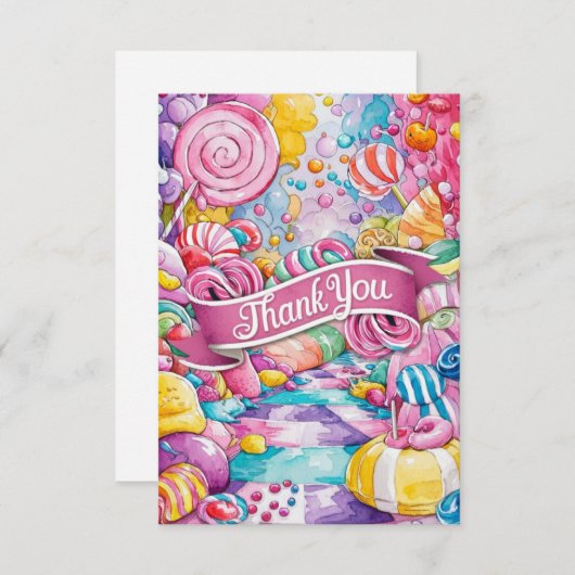 Dreamy Little Candyland danke Karte (Vorne/Hinten)