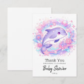 Dreamy Little Dolphin Baby Dusche Dankeskarte (Vorne/Hinten)