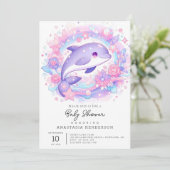 Dreamy Little Dolphin Baby Dusche Einladung (Stehend Vorderseite)