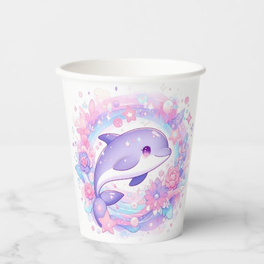 Dreamy Little Dolphin Baby Dusche Pappbecher (Vorderseite)
