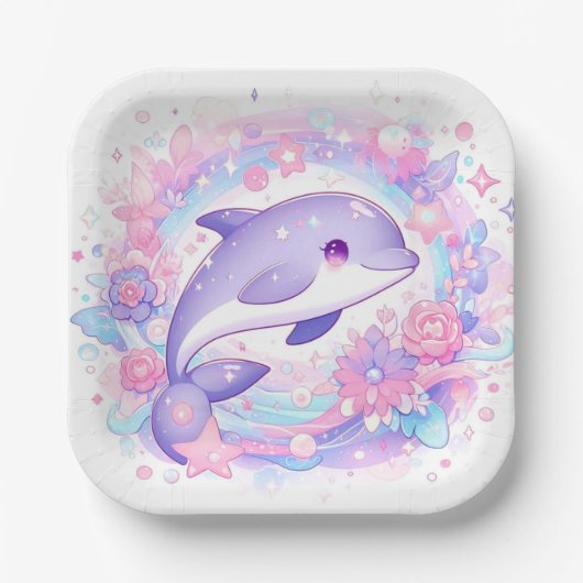 Dreamy Little Dolphin Baby Dusche Pappteller (Vorderseite)