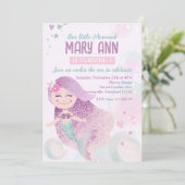Dreamy Little Mermaid Princess Birthday Einladung (Stehend Vorderseite)