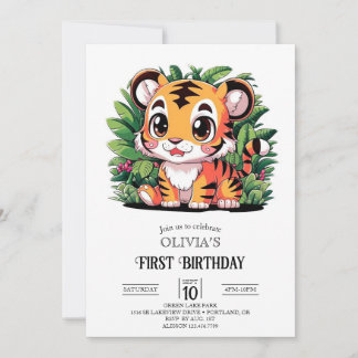 Dreamy Little Tiger 1. Geburtstag Digital Einladung
