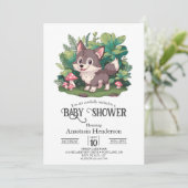 Dreamy Little Wolf Baby Shower Einladung (Stehend Vorderseite)