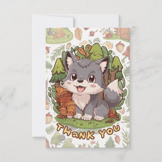 Dreamy Little Wolf Dankeskarte (Vorderseite)