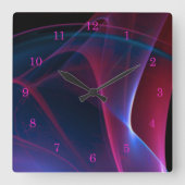 Dreamy Magenta und Blue Abstrakt Artwork Quadratische Wanduhr (Vorderseite)