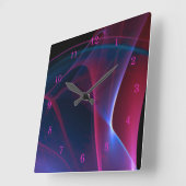 Dreamy Magenta und Blue Abstrakt Artwork Quadratische Wanduhr (Winkel)