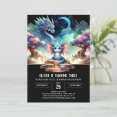 Dreamy Magical Dragon Birthday Einladung (Stehend Vorderseite)