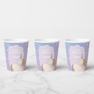Dreamy Magical Rainbow Unicorn Girl Birthday Party Pappbecher