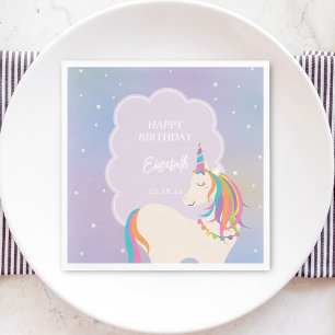 Dreamy Magical Rainbow Unicorn Girl Birthday Party Serviette