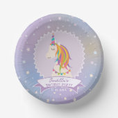 Dreamy Magical Rainbow Unicorn Girly Birthday Pappteller (Vorderseite)