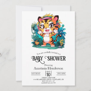 Dreamy Magical Tiger Digital Baby Dusche Einladung