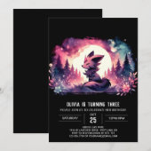 Dreamy Magical Wolf Birthday Einladung (Vorne/Hinten)