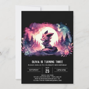 Dreamy Magical Wolf Birthday Einladung