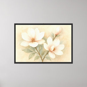 Dreamy Magnolia Wasserfarben Malerei Leinwanddruck