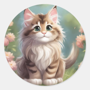 Dreamy Maine Coon Runder Aufkleber