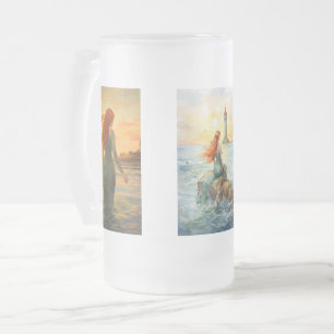 Dreamy Mermaid Sunset mit rotem Haar Mattglas Bierglas