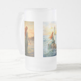 Dreamy Mermaid Sunset mit rotem Haar Mattglas Bierglas