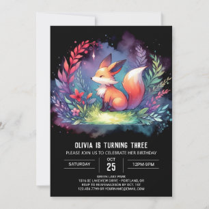 Dreamy Minimalistisch Fox Geburtstag digital Einladung
