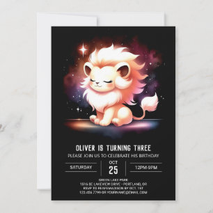 Dreamy Minimalistisch Lion Birthday Einladung