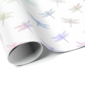 Dreamy Mint Aqua Lila Rosa Libellen Geschenkpapier (Rolleneckpunkt)