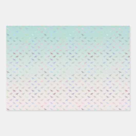 Dreamy Mint Aqua Lila Rosa Libellen Geschenkpapier Set (Vorderseite 3)