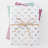Dreamy Mint Aqua Lila Rosa Libellen Geschenkpapier Set (Beispiel)